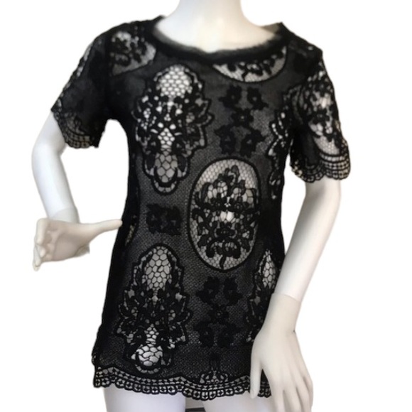 Lacey Crochet Top / short sleeves / size Sm - Picture 6 of 14
